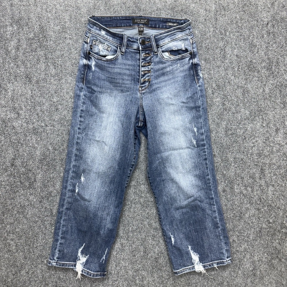 Judy Blue Wide Leg Buttonfly Distressed Women's size 1/25 (25x24)